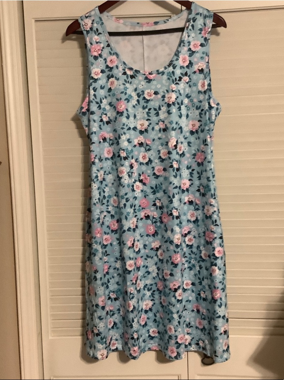 Light Blue Floral Sleeveless Dress